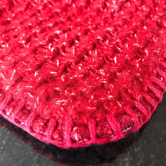 New Pottery Barn Thermal Sherpa Back Knit Pillow Cover, Red & Cream Cozy Pillow - Picture 7 of 16